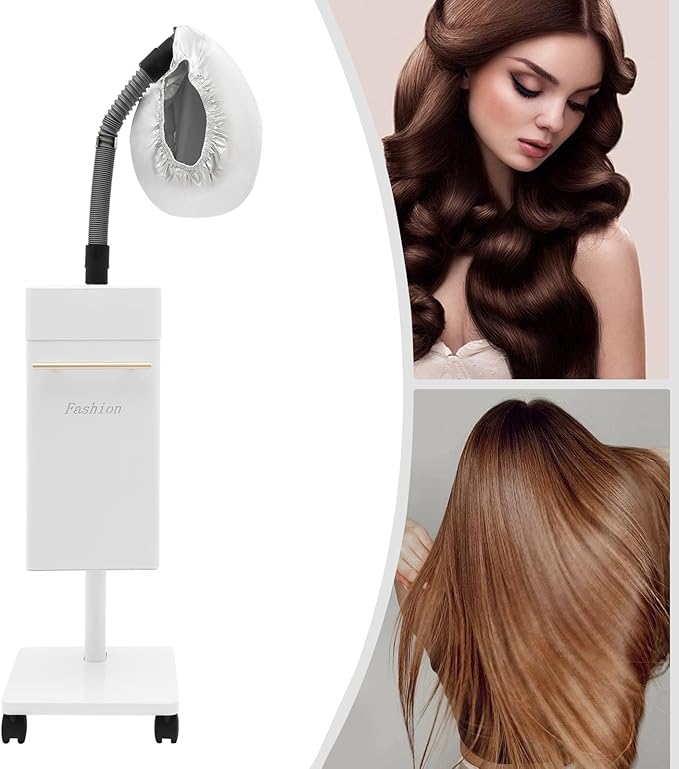 PERFERATE Professional Hair Steamer with Wheels 110V Nano Hair Steamer for deep Hair &amp Scalp Conditioning Micro Mist Hydration Hair Machine for Salon SPA Barber Shop Hair Care (White)