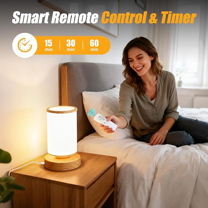 Light Therapy Lamp 10000 Lux Sunlight Lamp with Remote Control 3 Color Temperatures &amp 4 Brightness Levels Full Spectrum Light Ideal as Desk Bedside Lamp &amp Gift for Home/Office