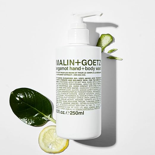 MALIN+GOETZ Hand + Body Wash | Gentle Foaming Cleanser with Botanical Extracts and Amino Acids | Hydrating pH-Balanced Unisex Scent | Vegan &amp Cruelty-Free (Eucalyptus Bergamot Rum Cannabis)