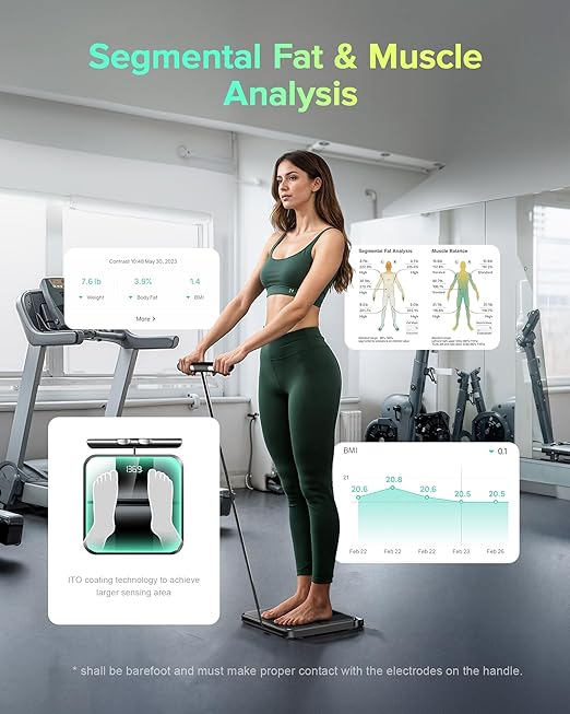 RunStar Smart Scale for Body Weight Full-Body Bathroom Scale with 8 Electrodes for BMI Muscle Mass 3-Metric Display High-Accuracy Body Composition Monitor with 28 Metrics &amp App Connectivity Bl