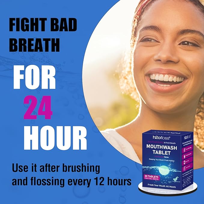 Rechargeable Water Flosser by H2ofloss with Travel-Friendly Mouthwash Tablets – Perfect Oral Hygiene Kit