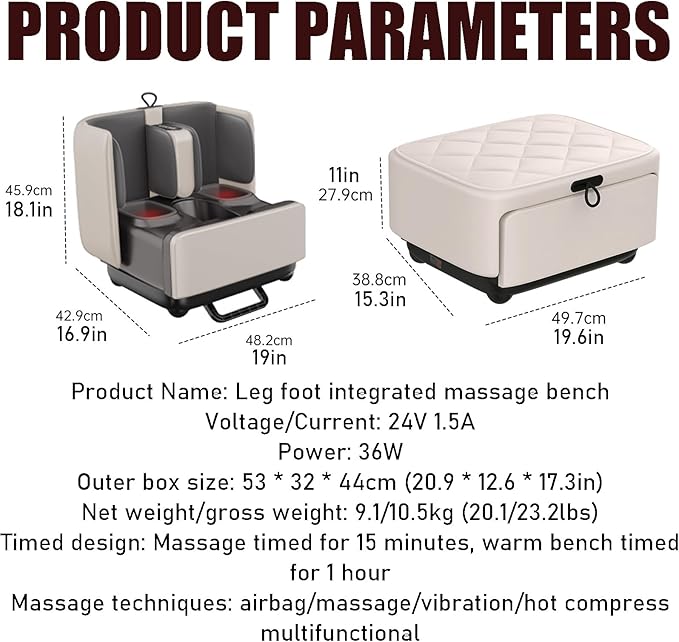2 in 1 Foot and Calf Massager Shiatsu Foot Massager Machine with Heat Kneading Vibration Compression for Feet Ankle Leg Home Use Black