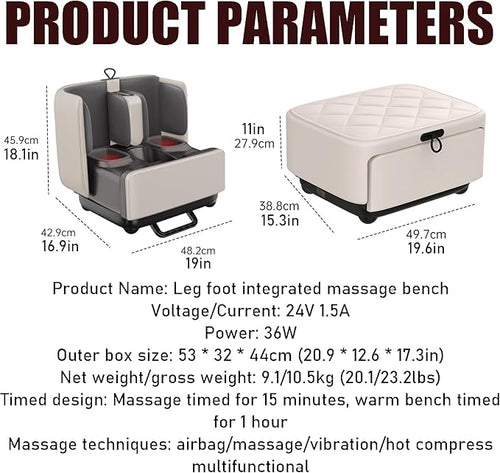 2 in 1 Foot and Calf Massager Shiatsu Foot Massager Machine with Heat Kneading Vibration Compression for Feet Ankle Leg Home Use Black