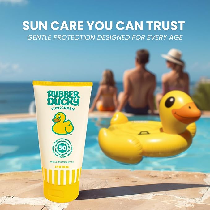 Rubber Ducky | Vitamin E Sunscreen with SPF 50 Water-Resistant Sunscreen for Face and Body | Broad Spectrum Lotion Oil-Free Moisturizing Alternative for Moisturizing Sunblock (2pcs. 5oz)