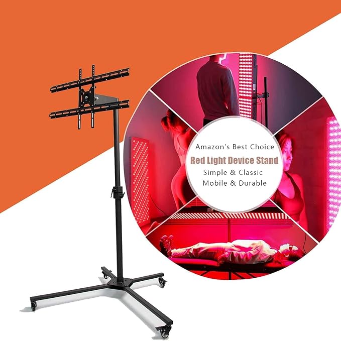 Red Light Therapy Stand Universal Stand for Red Light Therapy Panel Stand Near Infrared Light Stand LED Therapy Devices Mobile Hanging Bracket Lamp Holder Adjustable Height &amp Any Angle Wheel Lo