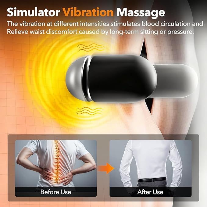 3-in-1 Electric Lumbar Support Pillow for Bed and Chair Smooth Spine Triple Fusion Back Massager with Heated Vibration and Traction for Lower Back Pain Relief and Spine Support