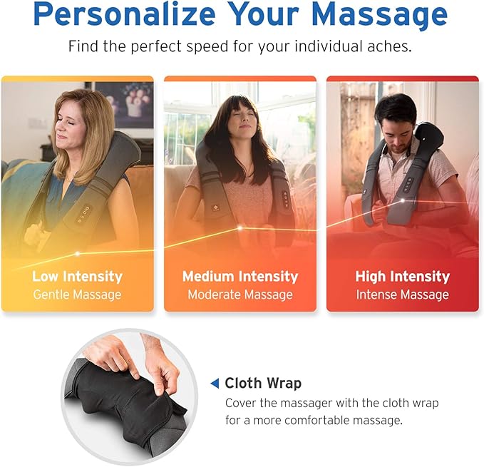 Etekcity FSA Eligible Cordless Neck Massager with Heat for Pain Relief Deep Tissue FSA Wearables Rechargeable Shiatsu Back Shoulder Massage Tool Best Gift for Mother Father HSA Items