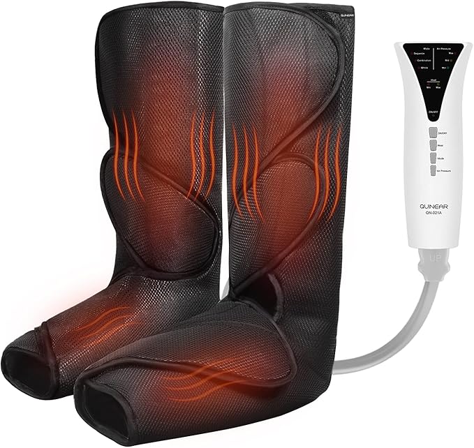 QUINEAR Leg Massager with Heat Compression Device for Legs Heated Compression Boots Foot Calf Massage Machine Foot and Leg Pumps Massager for Circulation and Pain Relief