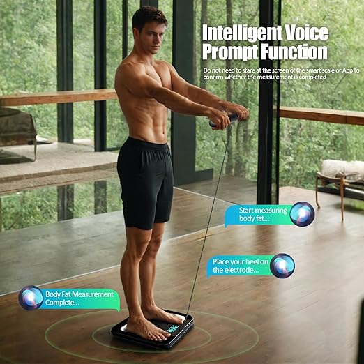 Smart Scale for Body Weight and Fat Percentage Highly Accurate Digital Bathroom Body Fat Scale for BMI 28 Body Composition Analyzer 8 Electrodes Smart Scale Weighing Scale Sync with Fitness App