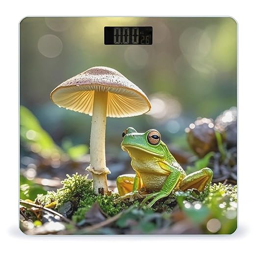 Cute Frog Under A Mushroom Smart Scale for Body Weight Accurate Bathroom Scale with LED Display Digital Weight Scales Weighing Machine High Precision Scales for Bath Home