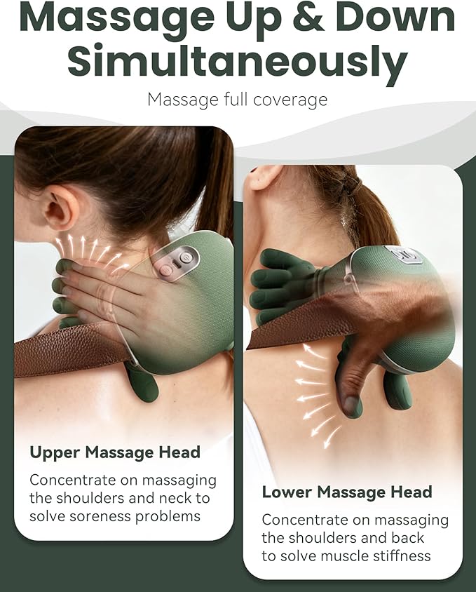 Neck and Back Massager Bionic Hand Design Portable Hand Massager 4d Shiatsu Deep Tissue Kneading for Shoulder Neck Back Legs Pain (1pc)
