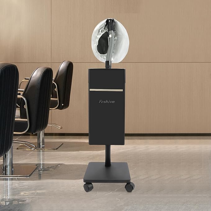 Nano Hair Steamer Micro Mist Salon Hair Processor with 4 WheelsStanding Hooded Hair Steamer Professional Hair Steaming Machine Color Processor Beauty Salon SPA Scalp Care Equipment (Black)