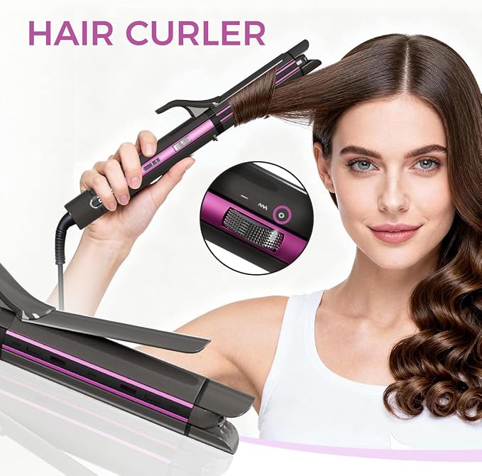 3 in 1 Hair Straightener Curling Iron Flat Iron &amp Hair Crimper Tool – Ceramic Plates Dual VoltagePRITECH Professional Hair Tool Fast Heating Hair Styling Tool for Women Salon or Travel Use