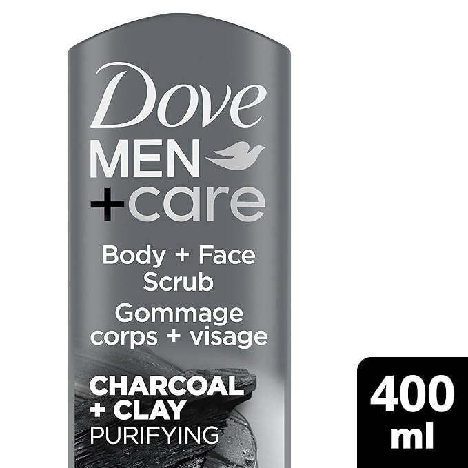 Dove Purifying Charcoal + Clay Body and Face Wash with 24-Hour Nourishing Micromoisture Technology Body Wash for Men 13.5 oz