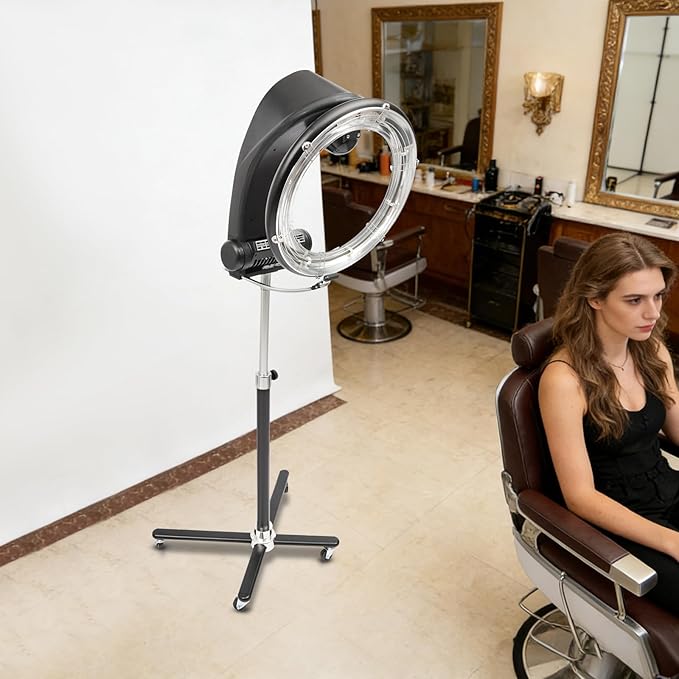 Professional Orbiting Rotating Hair Dryer 1000W Freestanding Hair Dryer with Wheels Multifunctional Standing Hair Dryer for Barber Stores Homes 0-60 Minutes Timing