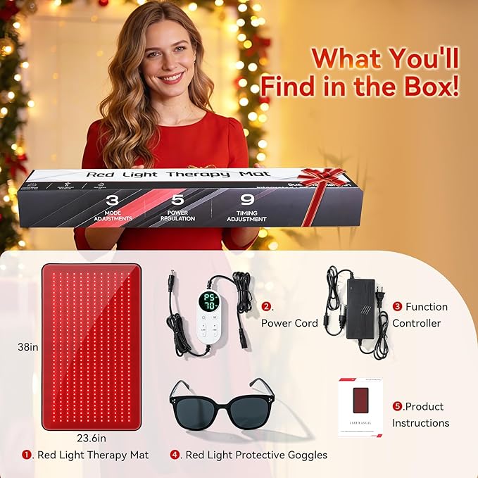 Full Body Red Light Therapy Mat with 640 LEDs 3-in-1 660nm &amp 850nm TPU Infrared Light Blanket 38 x 23.6 Foldable Therapy Pad with Timer Controller Pulse Modes for Home Use 48W