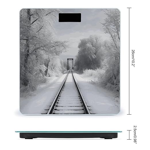 Snowy Train Tracks Smart Scale for Body Weight Accurate Bathroom Scale with LED Display Digital Weight Scales Weighing Machine High Precision Scales for Bath Home