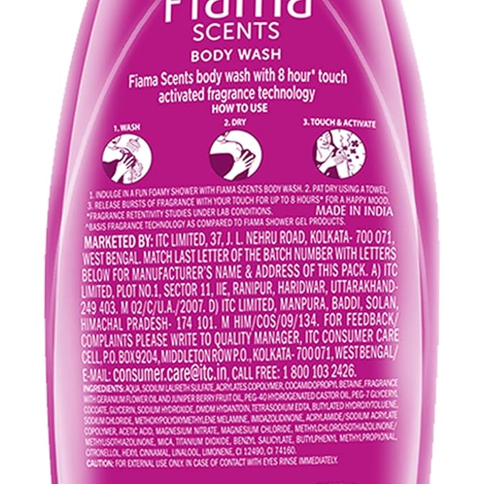 Fiama Scents Body Wash - with Juniper and Geranium 8 hour fragrance lock technology tested by dermatologists 500 ml