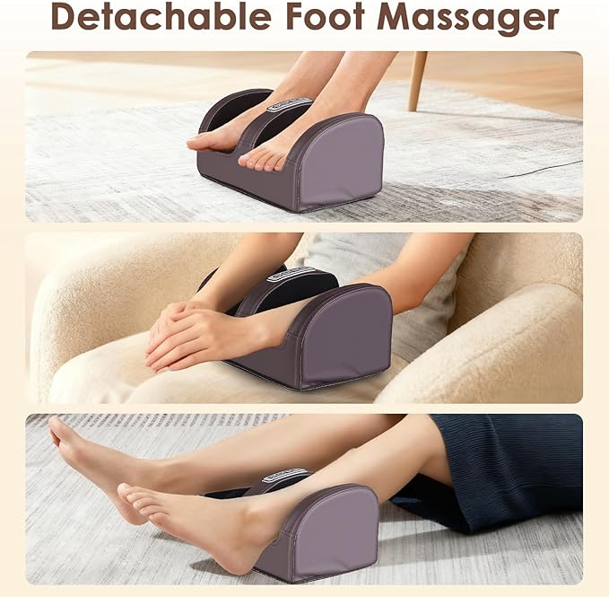KOCASO PU Leather Full Body Massage Mat Multifunctional Massage Chair Pad with Heat Timer Shiatsu Neck Foot Massager Lumbar Pillow Carry Bag Earplugs Anti-Slip Bottom for Reclining Chair