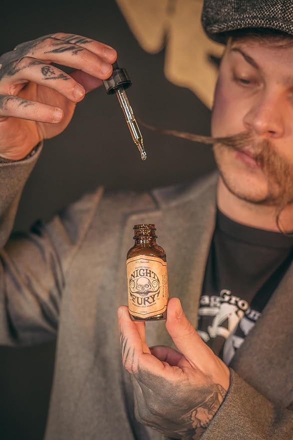 THE VINTAGE GROOMING CO. Death Grip Extra Strong Mustache Wax Night Fury Mustache Wax Remover Oil and Comb Set