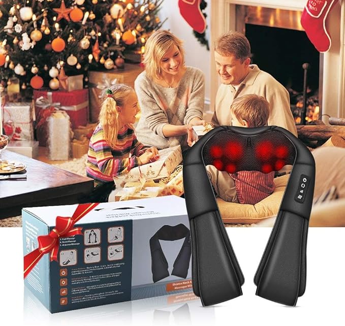 Neck Massager with Heat Shiatsu Massager for Neck Back Shoulder Foot and Leg Deep Tissue 3D Kneading Massage for Relax Muscles at Home and OffieBack Massagers for Women and Men