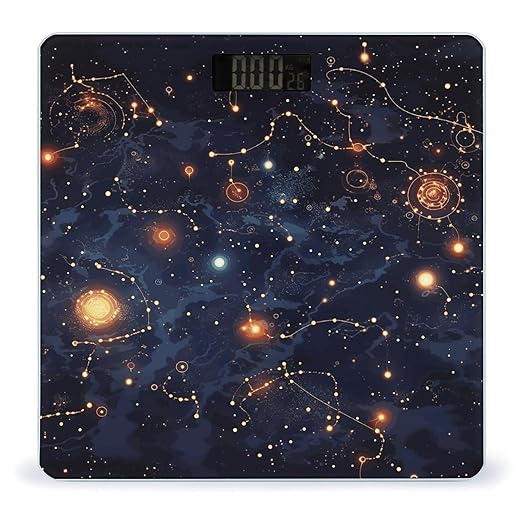 Star Constellation Map Scale with LCD Easy-to-Read Anti-Slip Weight Digital Bathroom Scale Precision Weighing Scales Sturdy Tempered Glass Body Weight Scales for Daily Use