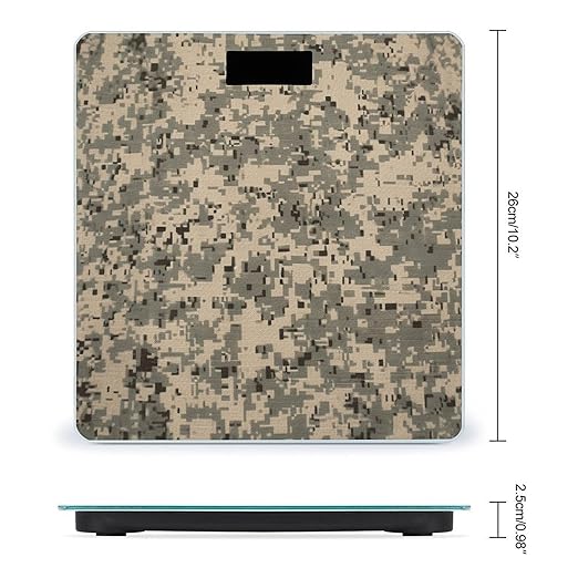 Army Digital Camouflage Weight Scale Large Bathroom Scales Digital Weight with Bright LED Display Non Slip Automatic Weighing Scale Fashion Weighing Machine for Body