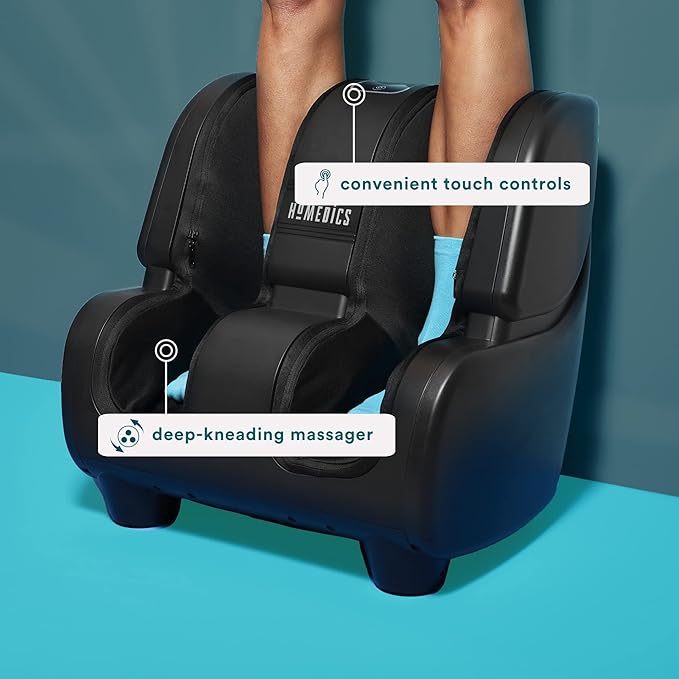 Homedics Foot and Calf Massager Deep Kneading Rolling Massage with 4 Programs 3 Intensities Adjustable Tilt for Comfort &amp Washable Liners. Foot Massager Machine That Hits The Calf at The Same t