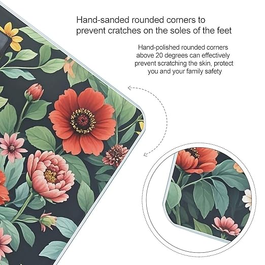 Lots of Flowers Scale for Body Weight Highly Accurate Digital Bathroom Body Scale Digital Bathroom Scales for People Anti-Slip Large LCD Display Smart Scales
