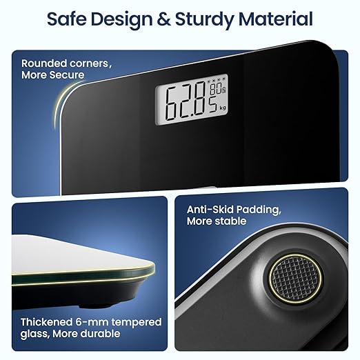 Solar Powered Weight Scale with Endless Power Scale for Body Weight Electronic Bathroom Scale for Weight Loss Digital Weighing Scale with 0.1lb Accuracy No Battery Required 400lb/180kg