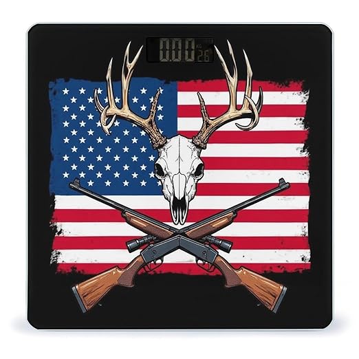 Energy Saving Scale Bathroom Weighing Scale Smart Scale for Body Weight Digital Hunting Deer USA American Flag Black