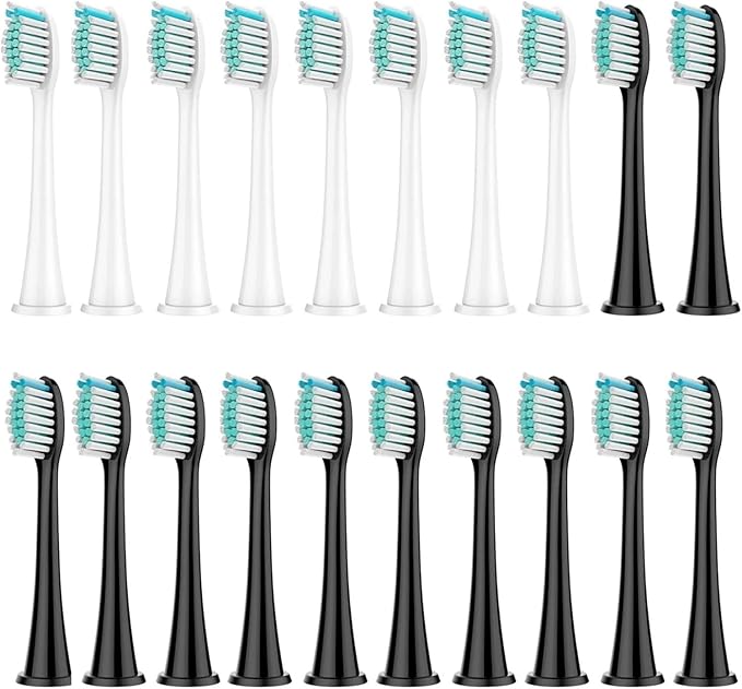 8Pcs Replacement Brush HeadsCompatibility for DiamondClean HX3/HX6/HX9 Series Electric Toothbrush HX6064(8 White 12 Black)