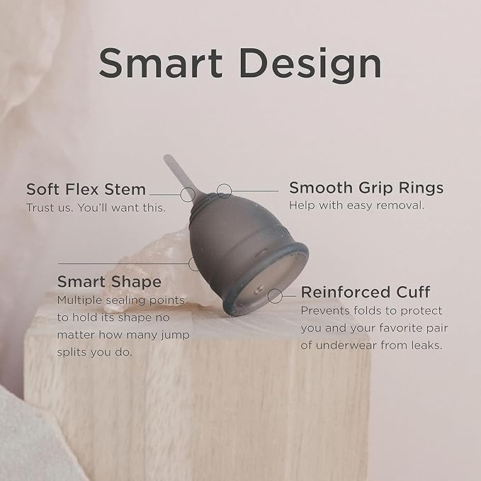 Saalt Soft Menstrual Cup – Reusable Period Cup – Made for Comfortable Leak-Free Protection Up to 12 Hours – BPA &amp Latex Free – Includes Cup &amp Carry Bag (Regular Grey)