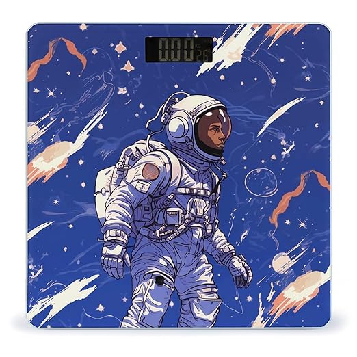Black Astronaut on Blue Digital Bathroom Scale for Body Weight Weighing Scale with Backlit LCD Display High Precision Measurements &amp Measures Weight Up to 180kg