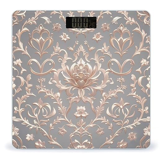 Rose Gold Wallpaper Bathroom Scale for Body Weight Bathroom Digital Electronic Weighing Scale with Back Lit LED Display Sturdy Tempered Glass Weight Watchers Scales 400lb