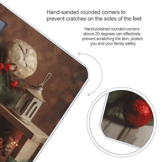 Xmas Tree Branch Bear Doll Scale for Body Weight Anti-Slip Tempered Glass Digital Bathroom Scales Clear LCD Display Weighing Scale Safe Rounded Corners Smart Scales