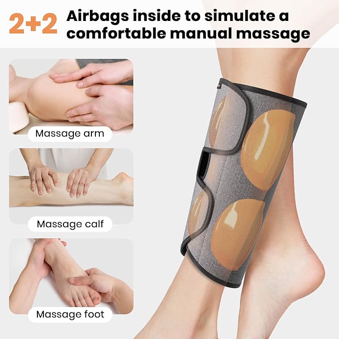 SHINE WELL Leg Compression Massager for Circulation and Pain Relief Fsa Air Compression Calf Massager with 3 Modes 3 Intensities 2 Timing for Restless Legs Syndrome Relief Wellness Gift for Mom Dad