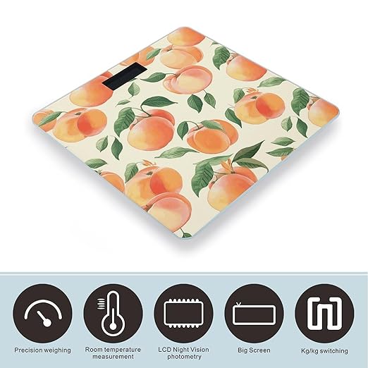 Peach Bathroom Scale for Body Weight Bathroom Weighing Scale with Backlit LCD Display Highly Accurate Measures Weight Up to 180kg
