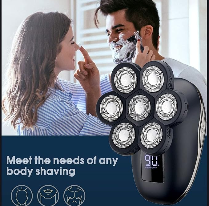 Electric Razor for Men Multi Bald Electric Shaver for Men Grooming Kit Digital Display 7D Head Hair Trimmer Beard Razor Wet Dry Facial Shaving Machine
