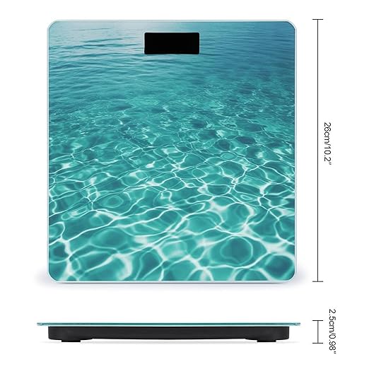 Blue Aqua Pool Water Bathroom Scale Large LCD Backlight Display Digital Scale Rounded Corners Body Scales Automatic Power On/Off Bathroom Scales for Home Bedrooms