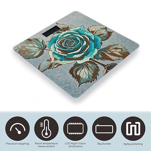 Brown Teal Turquoise Rose Scale for Body Weight Highly Accurate Digital Bathroom Body Scale Digital Bathroom Scales for People Anti-Slip Large LCD Display Smart Scales