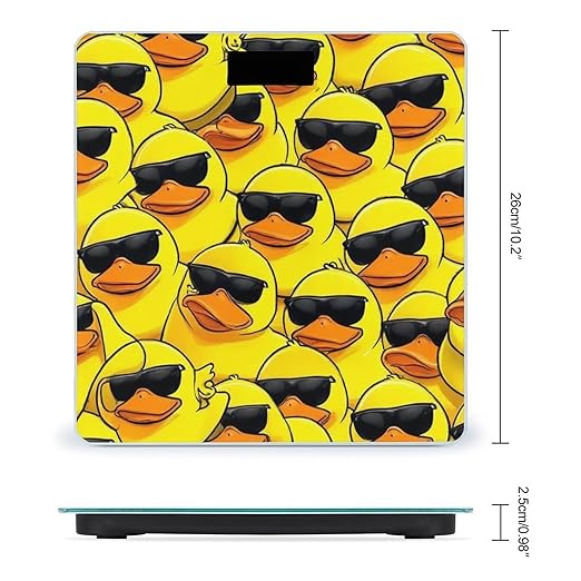 Men's Fashion Automatic Switch Digital Bathroom Weighing Scale Smart Scale Funny Sunglasses Yellow Rubber Duck