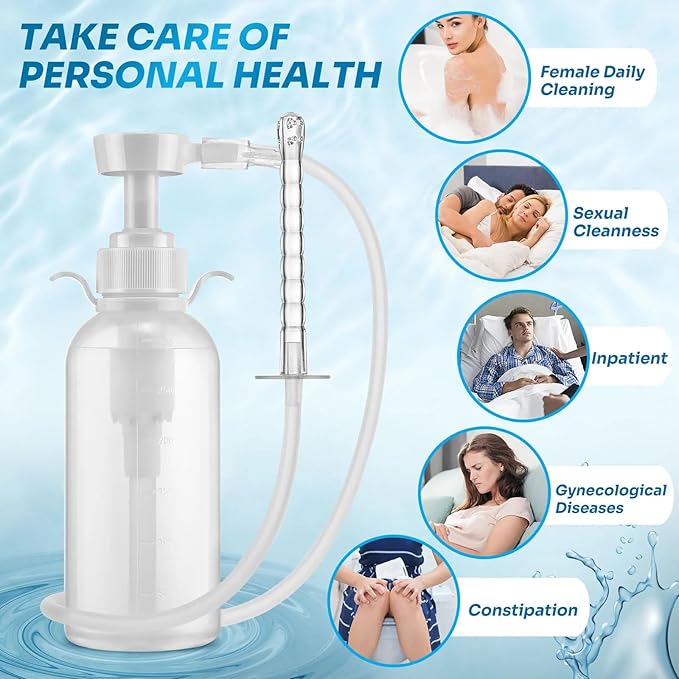 Anal Douche Enema Syringe Vaginal Kit 600ML Anal Syringe with 3PCS Tips Enema Bulb Reusable Long Douches for Men Women Adult Colon Cleaning for Vagina Backdoor