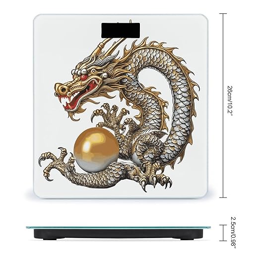 Chinese Dragon with Pearl Scale for Body Weight Anti-Slip Sturdy Tempered Glass Weighing Machine Highly Digital Accurate Bright LCD Bathroom Scale for Household Gift
