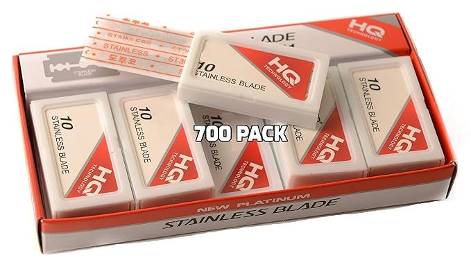 [700 PACK] Double Edge Stainless Steel Razor Blades - Men's Safety Razor Blades for Shaving - Platinum Stainless Steel Double Edge Razor Blades - Precise Smooth Clean Shave and Barber Shops