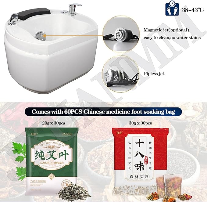 Acrylic Footbath Foot Soak Tub Acrylic Pedicure Sink with Heat and Massage Pedicure Bowl Salon Massage Equipment Home Foot Bath Special for Hotel Foot Bath Club for Foot Soaking H