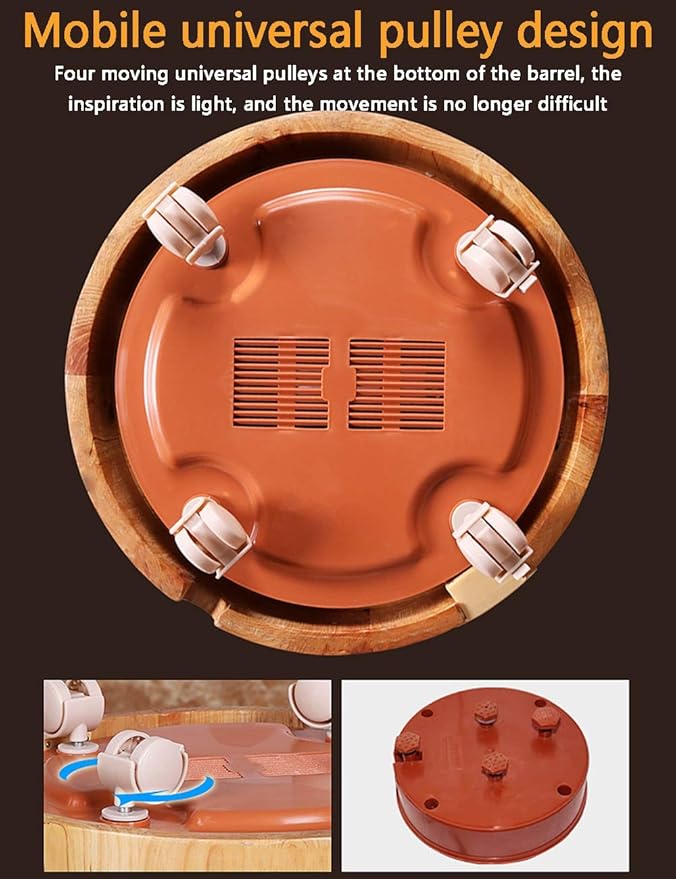 Foot Tub Foot Tub Deep Barrel Thermostat Electric Heating Foam Foot Household Solid Wood Large Remote Control Operation Thickening Health Wooden Barrel(Color:C)