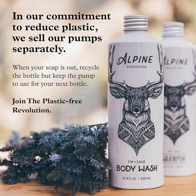 Alpine Provisions Natural &amp Organic Body Wash with Rosemary &amp Mint – Moisturizing Shower Gel with Aloe Vera Coconut Oil &amp Essential Oils – Vegan Sulfate-Free Plastic-Free – 16.9 fl oz