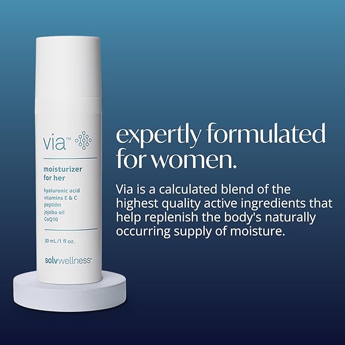 Via by Solv Wellness Vaginal Moisturizer Cream for Women Non-Hormonal Water-Based Made with Hyaluronic Acid Vitamins Peptides Jojoba Oil 30 ml