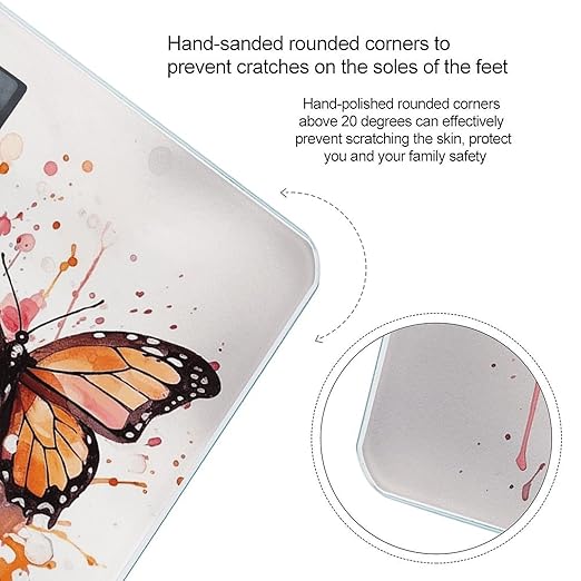 Butterfly Drip Spray Watercolor Scale for Body Weight Highly Accurate Digital Bathroom Scale Sturdy Tempered Glass Weighing Scales with LCD Display Fashion Body Fat Smart Scales 400lb